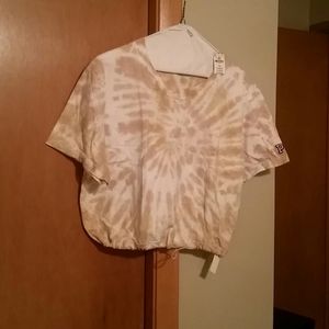 Short Sleeve Drawstring  Bottom Crop